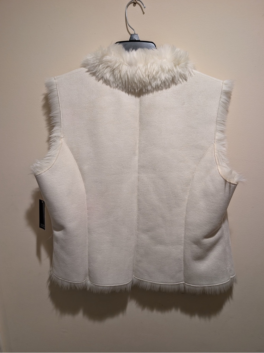 Valerie Stevens Cream Faux-Shearling Trim Vest